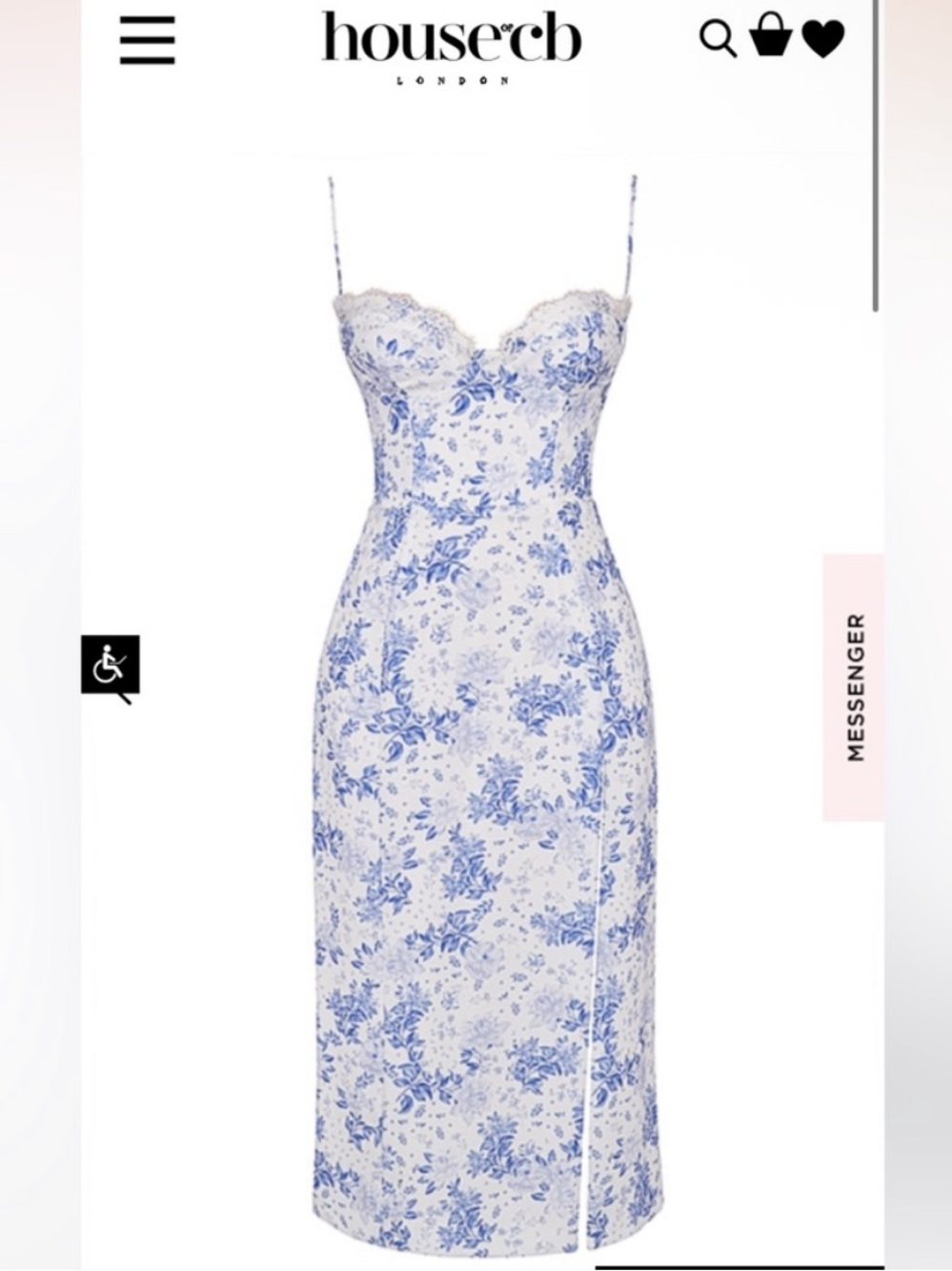 NWT House of CB Charlotte Blue Floral Corset Midi Dress | CottageCore Summer - Picture 4 of 7